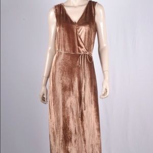 Vince Rose Gold Panne Velvet Wrap Midi Cocktail Dress- size small- NWT